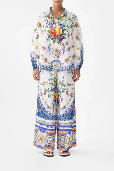 Camilla Balloon Sleeve Blouse Tiles Darls In Multi