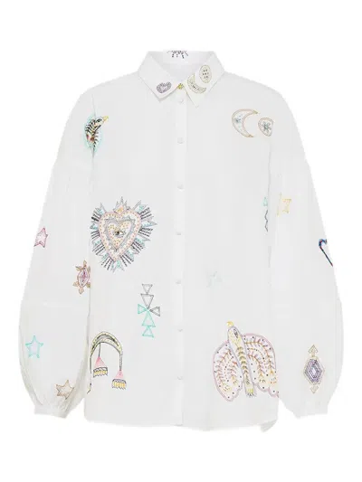 Camilla Balloon-sleeve Blouse In White