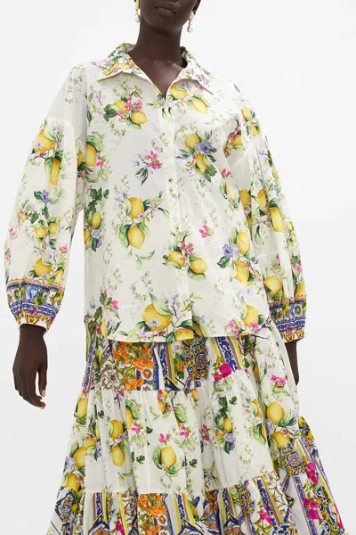 Camilla Balloon Sleeve Shirt Blouse Caterina Spritz In Multi