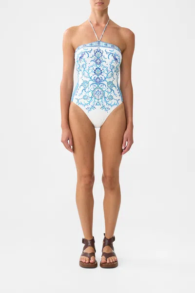 Camilla Bandeau One Piece With Halter Tie Isnik Lullaby In White