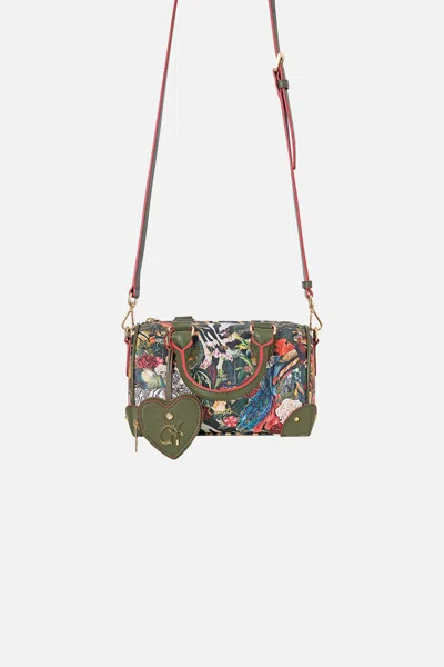 Camilla Barrel Bag With Leather Trims Leotigra Land In Multicolor