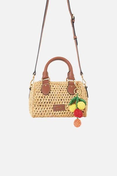 Camilla Barrel Bag With Leather Trims Va Va Vintage In Brown