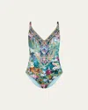 Camilla Basked In Baroque V-neck Underwire One-piece Swimsuit In Multi