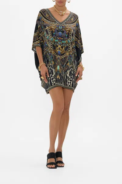 Camilla Bat Sleeve Dress Cat Worship In Multi