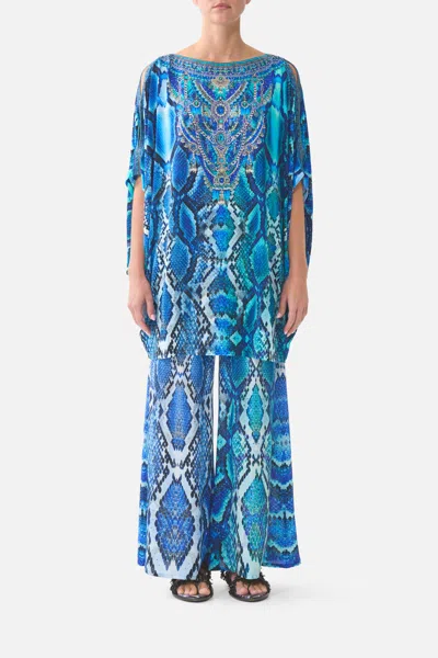 Camilla Bat Sleeve Kaftan With Cold Shoulder The Sapphire Serpent In Multi