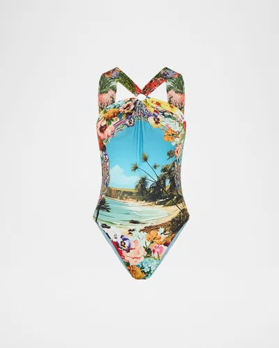 CAMILLA BATHING BOMBSHELL HIGH-NECK ONE-PIECE SWIMSUIT