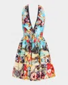 Camilla Ruffle Hem Halter Short Dress Bathing Bombshell In Multi