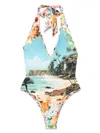 Camilla Reversible Bind Edge Halter One Piece Bathing Bombshell In Multi