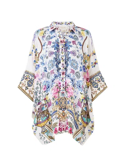 Camilla Batwing Floral Shirt In White