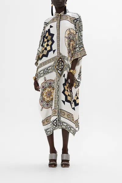Camilla Batwing Kaftan Tile Style In White