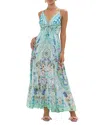 Camilla Bead Strap Gathered Panel Dress In Sunrise In Sintra