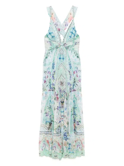 CAMILLA BEAD-STRAP GATHERED PANELLED DRESS