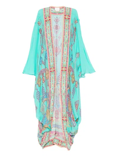 Camilla Bell-sleeve Coat In Blue