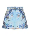 Camilla Hemline Shorts With Floral Pattern And Belt In Blue