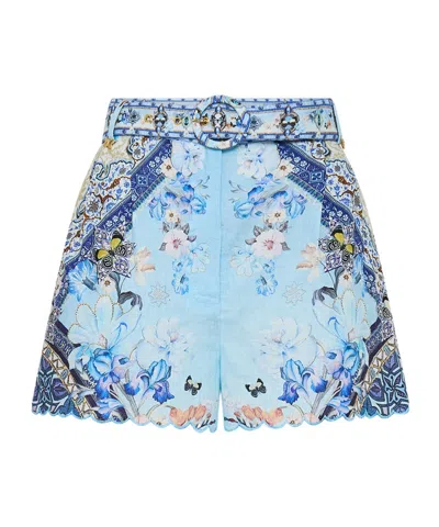 CAMILLA PRINTED BELTED SHORTS