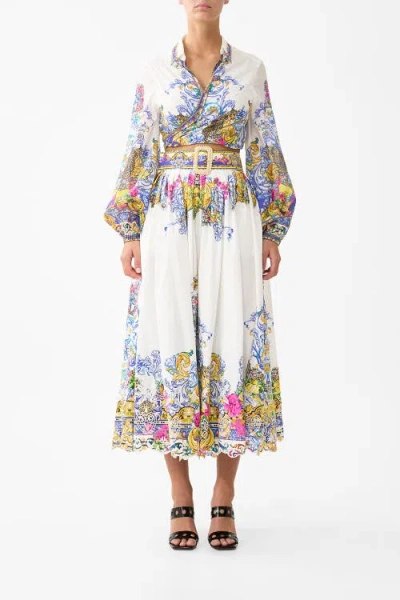 Camilla Belted Midi Skirt In Multi