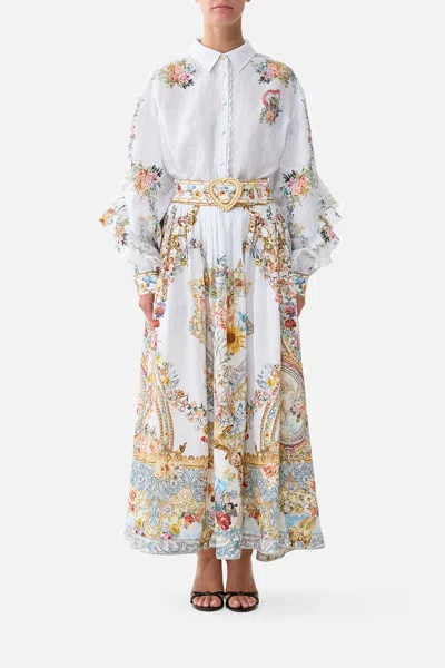 Camilla Belted Midi Skirt Seville Sweetheart In Blue