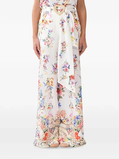 Camilla Belted Palazzo Pants In Blue