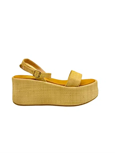 Camilla Benedetti Designs Amalfi Wedge In Raffia Natural In Gold