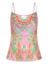 Camilla Bias Cami Tea Crystal-embellished Top In Multi