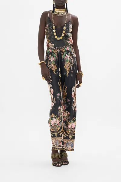 Camilla Bias Cut Drawstring Pant Dynasty Daze In Black