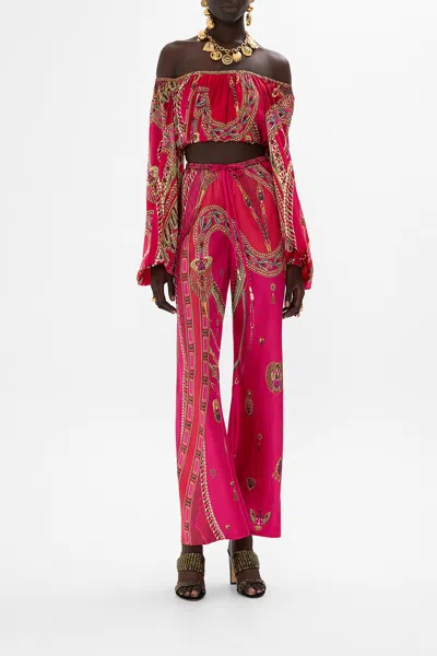 Camilla Bias Cut Drawstring Pant Kissed By A Cobra In Red