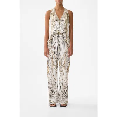 Camilla Bias Cut Drawstring Pant In Multi