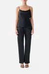Camilla Bias Cut Drawstring Pant Silk Essentials In Black