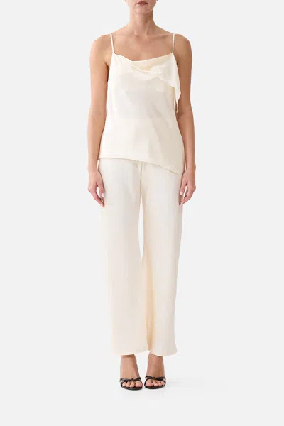 Camilla Bias Cut Drawstring Pant Silk Essentials In White