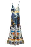 Camilla Bias Cut Silk Charmeuse Slipdress In Song Of Saint Anthony