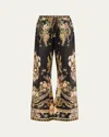 Camilla Bias-cut Silk Wide-leg Drawstring Pants In Dynasty Daze
