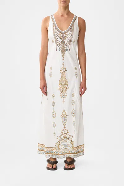 Camilla Bias Cut Tank Dress Ottoman Dynasty In White