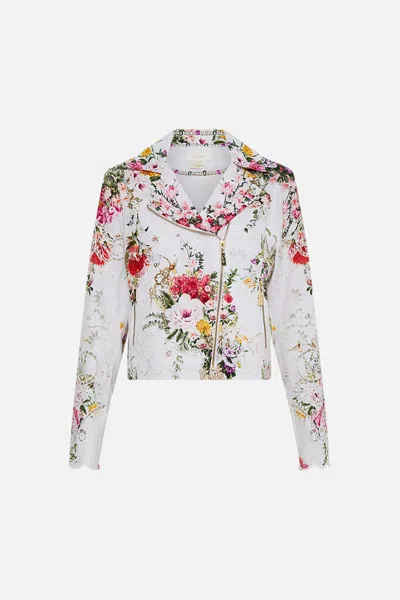 Camilla Biker With Shoulder Yoke Egyptian Rose In White