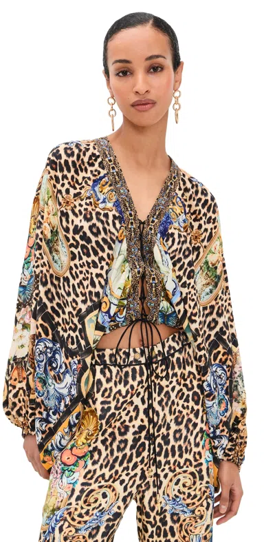 Camilla Blouson Sleeve Blouse Sevillian Style In Multi