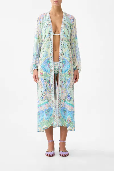 Camilla Blouson Sleeve Layer Midsummer Mosaics In Blue
