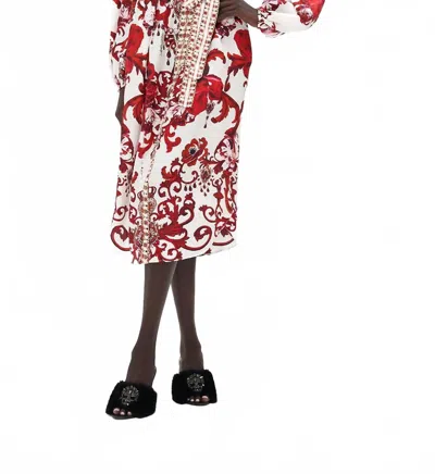 Camilla Blouson Sleeve Midi Dress In Crown Of Thorns In Multi