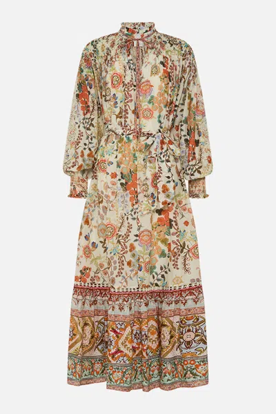 Camilla Blouson Sleeve Smocked Dress In Honour Of Heirlooms In Multi