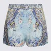 Camilla Hemline Shorts With Floral Pattern And Belt In Blue
