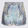 Camilla Hemline Shorts With Floral Pattern And Belt In Blue