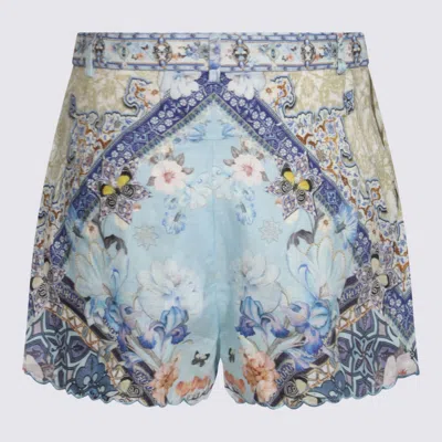 CAMILLA BLUE SILK SHORTS