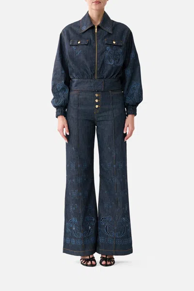Camilla Bomber Jacket With Pocket Details Denim