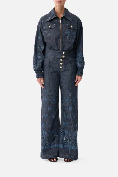 Camilla Bomber Jacket With Pocket Details In Blue