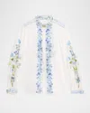 Camilla Botanical Ballads High-neck Button Blouse In Multi