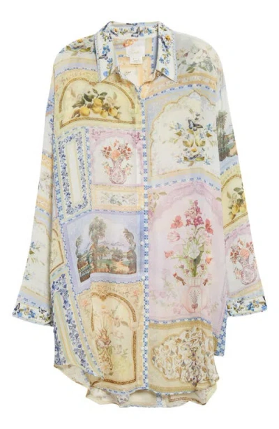Camilla Botanical Ballads Long Sleeve Silk Tunic In Multi