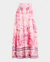 Camilla Floral Embellished Silk Maxi Skirt In Botanical Novella
