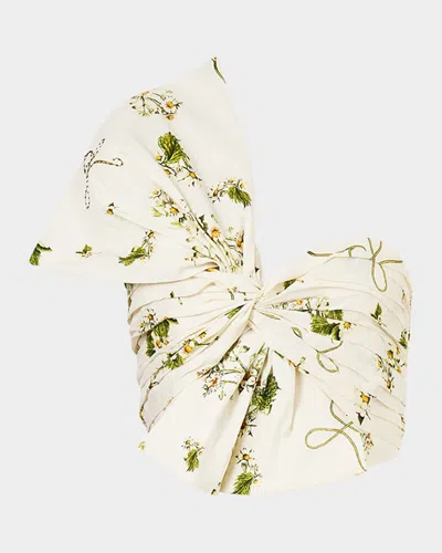 Camilla Botanical Utopia Asymmetric Bow Top In White