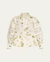 Camilla Botanical Utopia Buttoned Collar Blouse In Neutral