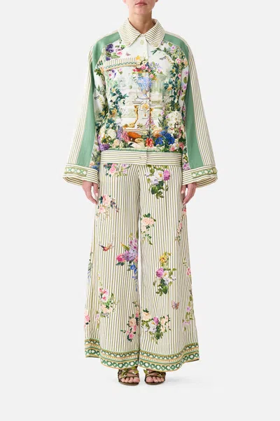 Camilla Boxy Button Front Jacket With Pocket Detail Art For The Empress In Green
