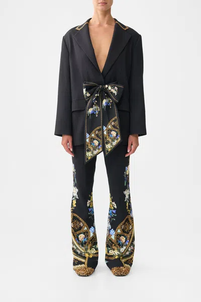 Camilla Boyfriend Jacket With Bow Detail Ottoman Elegance In Black