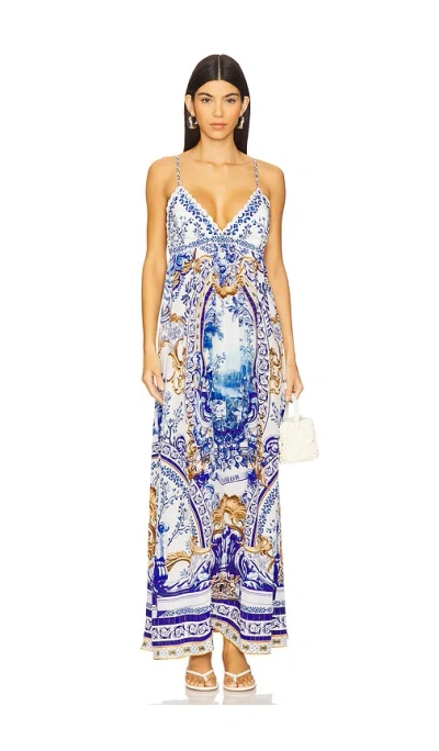 Camilla Bralette Detail Dress In Blue